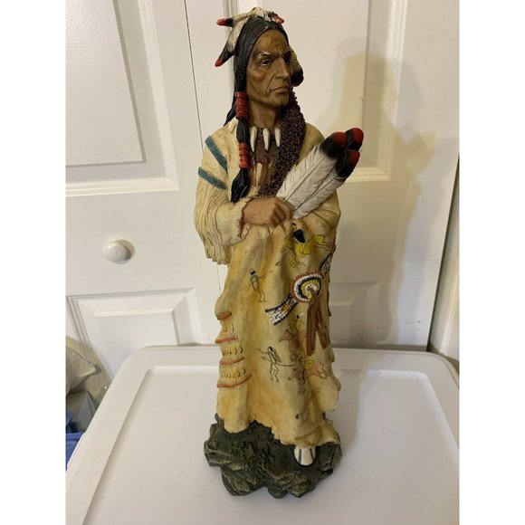 Native American Indian Resin Statue‎ 21" Tall